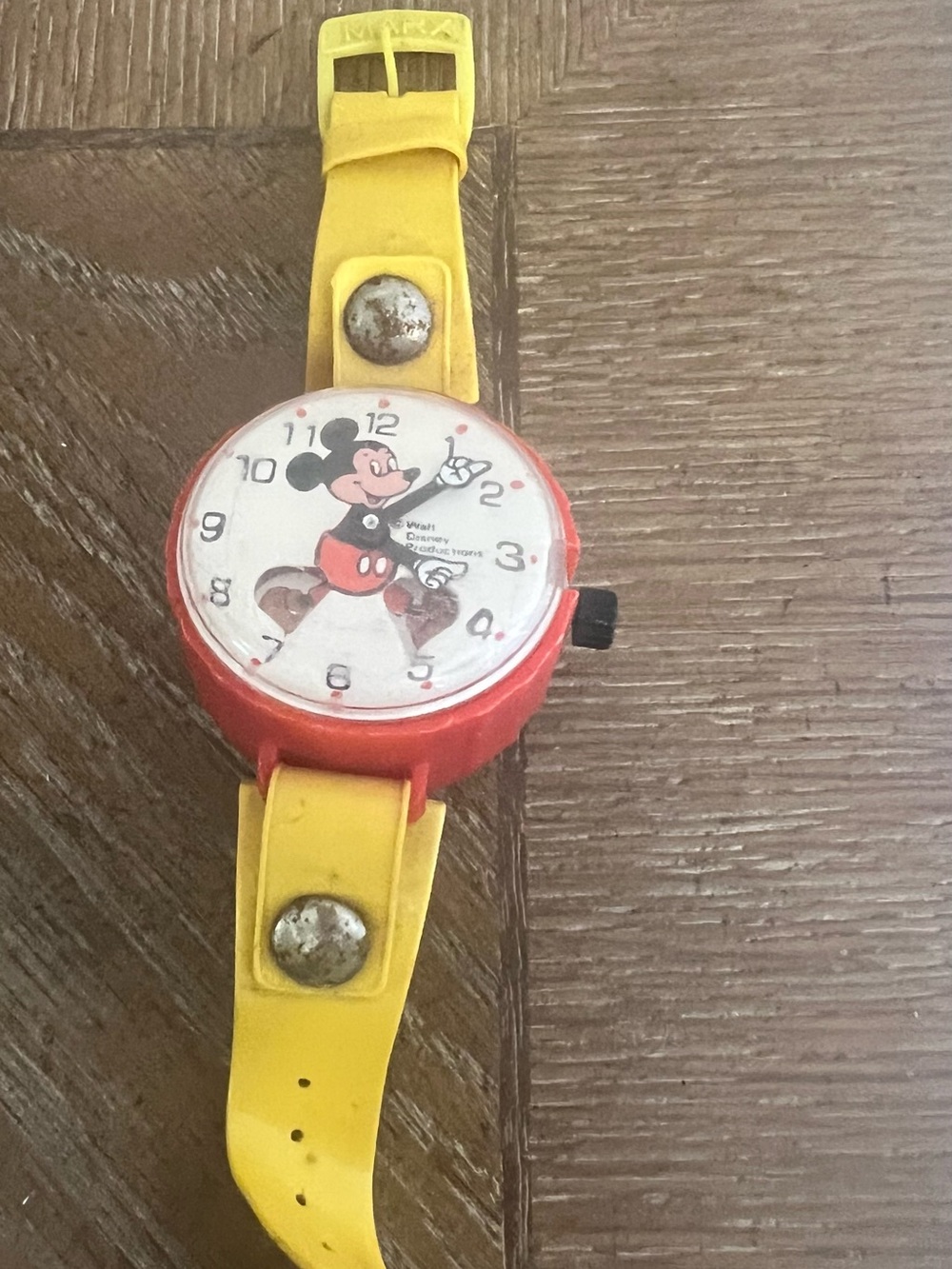 Marx Toys Vintage Mickey Mouse Yellow Kids Watch - Classic Cartoon Design